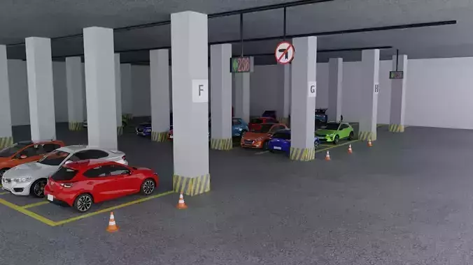 Closed Car Parking Area Low-poly 3D model