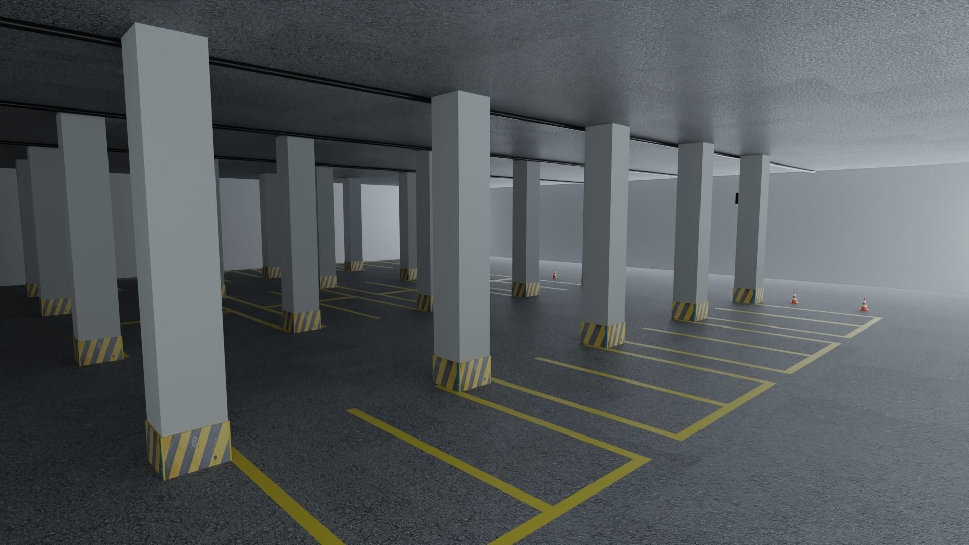 Closed Car Parking Area Low-poly 3D model_4