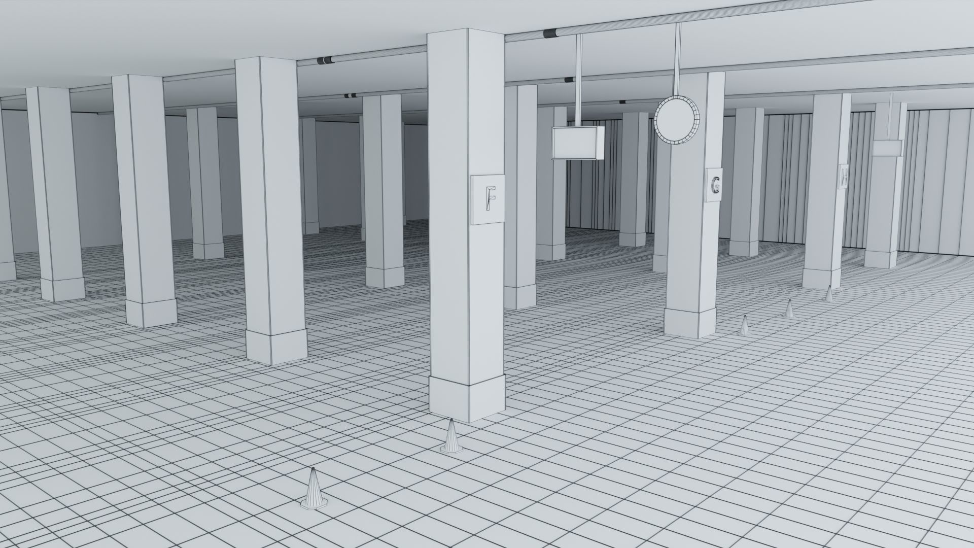 Closed Car Parking Area Low-poly 3D model_5