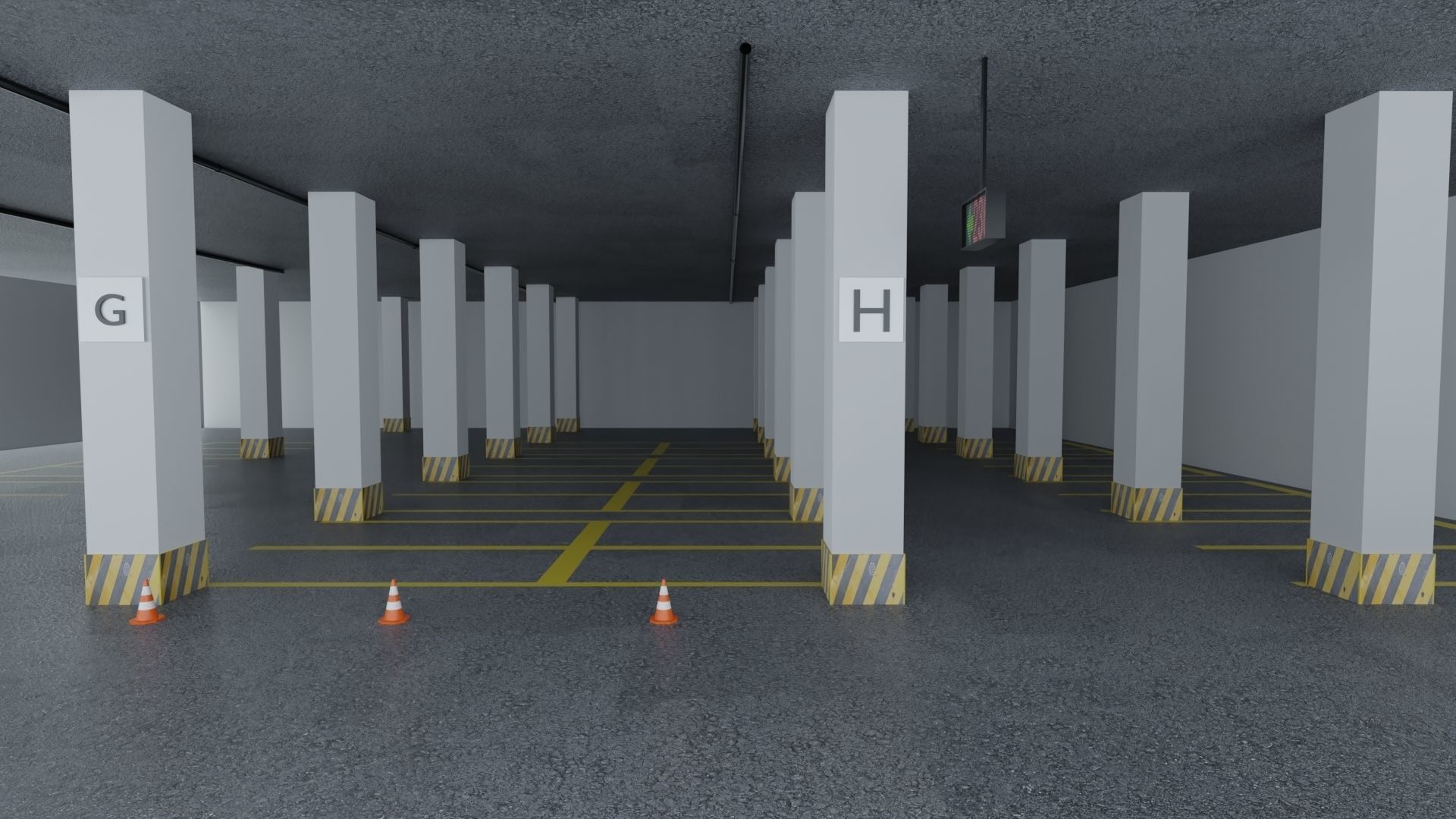 Closed Car Parking Area Low-poly 3D model_3