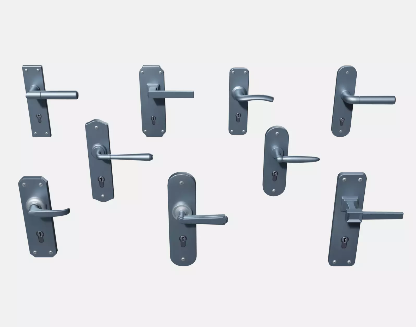 Door Handles Set-V1 Low-poly 3D model