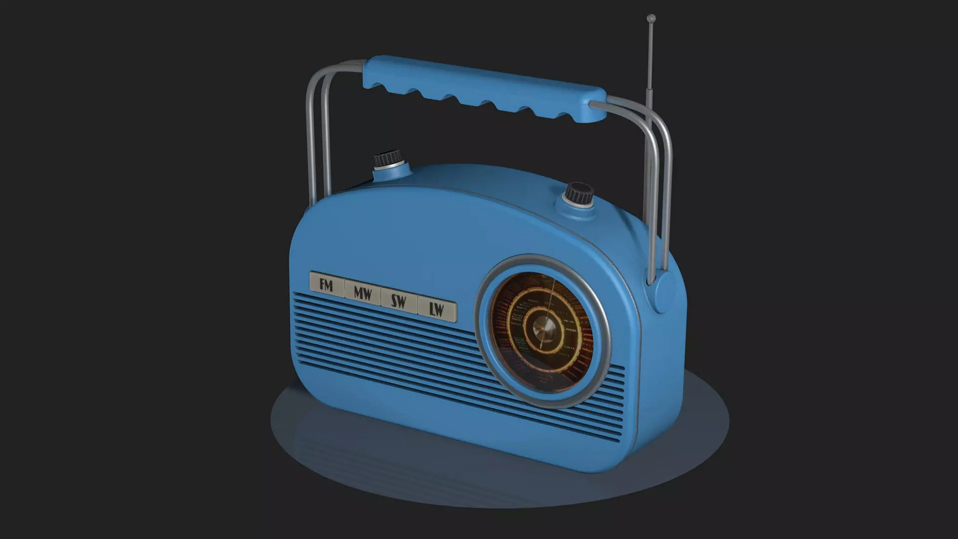 High Poly Vintage radio R2 3D model_0