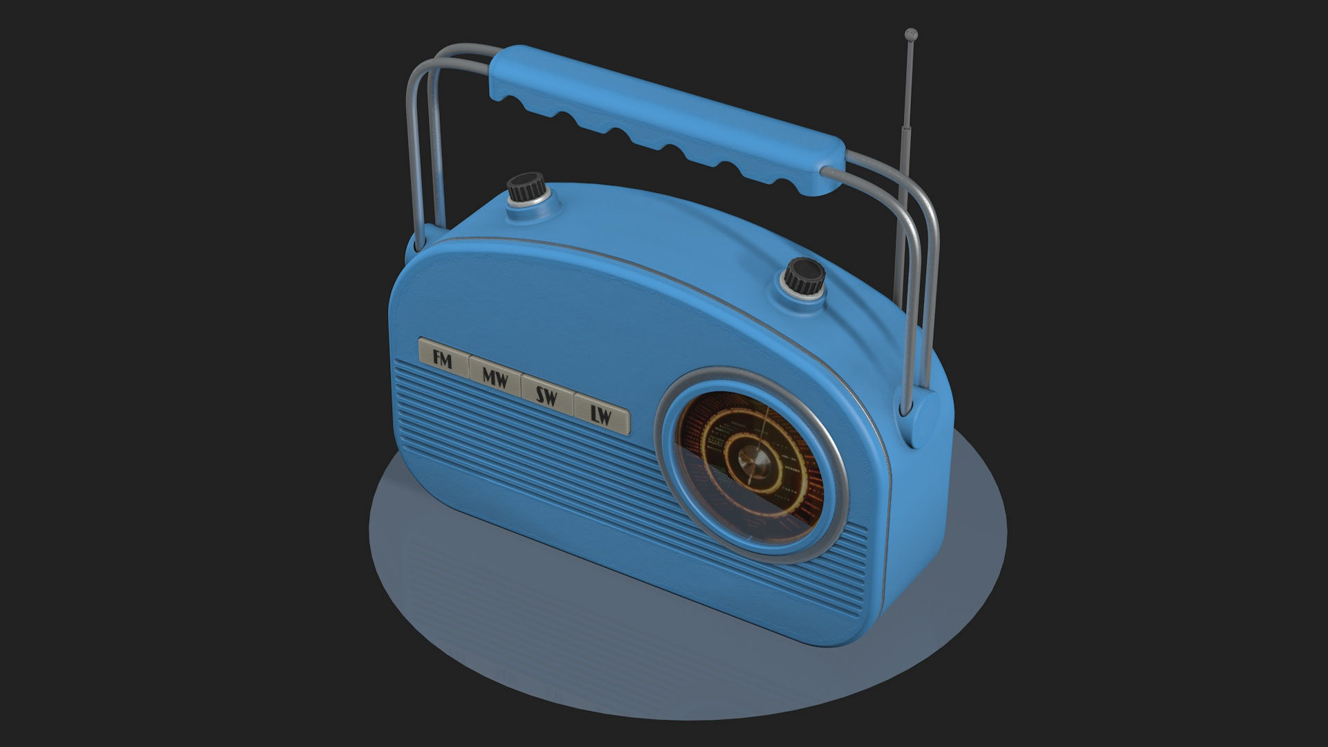 High Poly Vintage radio R2 3D model_4