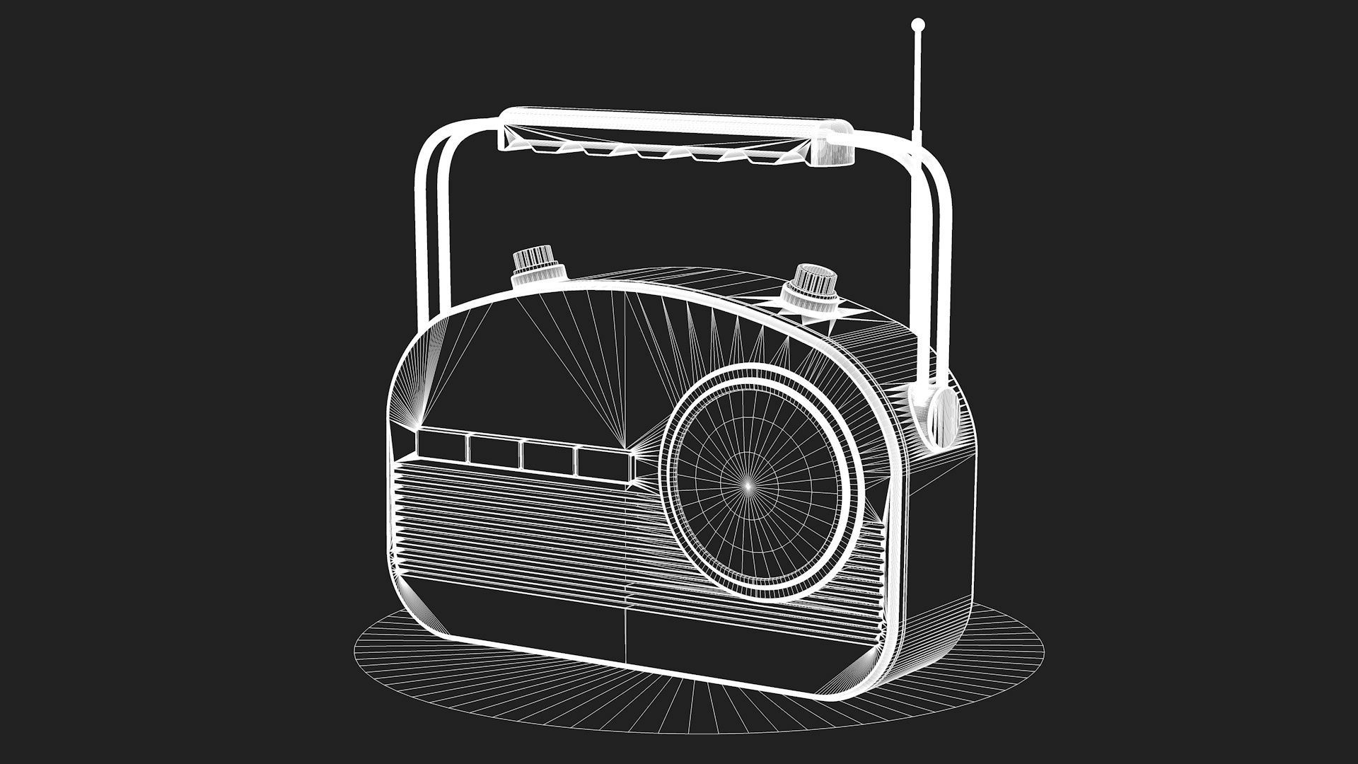 High Poly Vintage radio R2 3D model_7