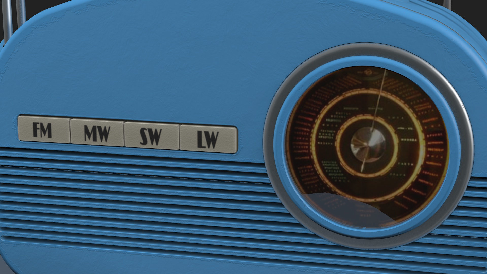 High Poly Vintage radio R2 3D model_5