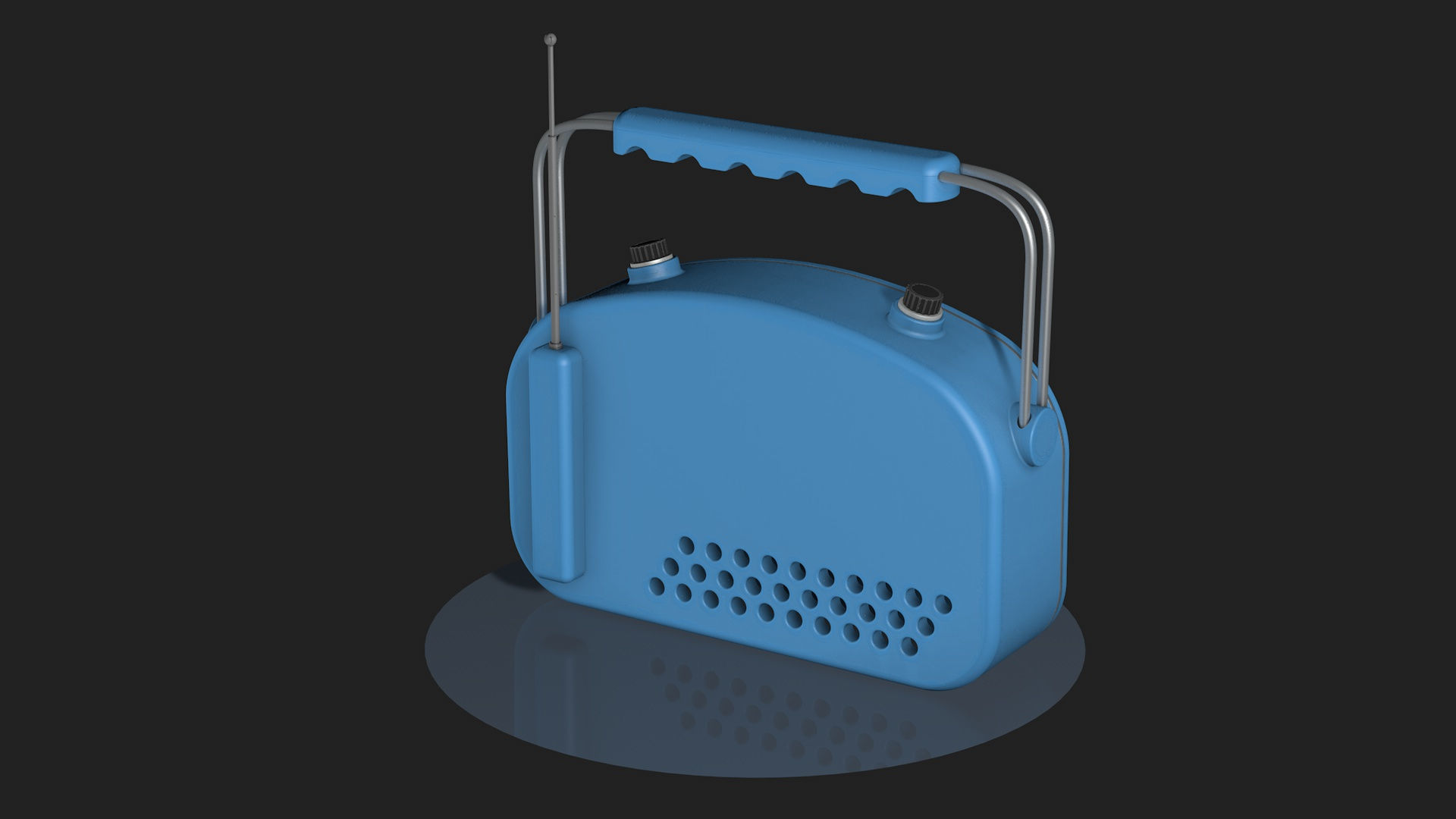 High Poly Vintage radio R2 3D model_2