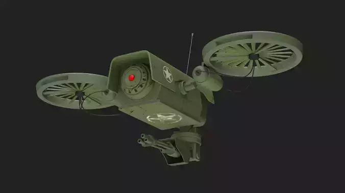 Low poly PBR Military Drone 3D model