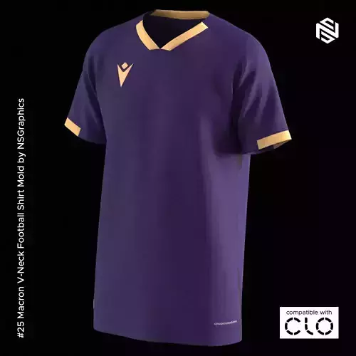 Macron V-Neck Football Shirt for CLO3D-Marvelous Designer