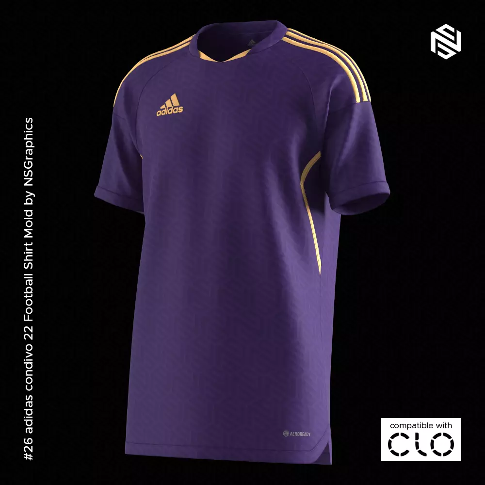 adidas condivo 22 Football Shirt for CLO3D-Marvelous Designer 3D model
