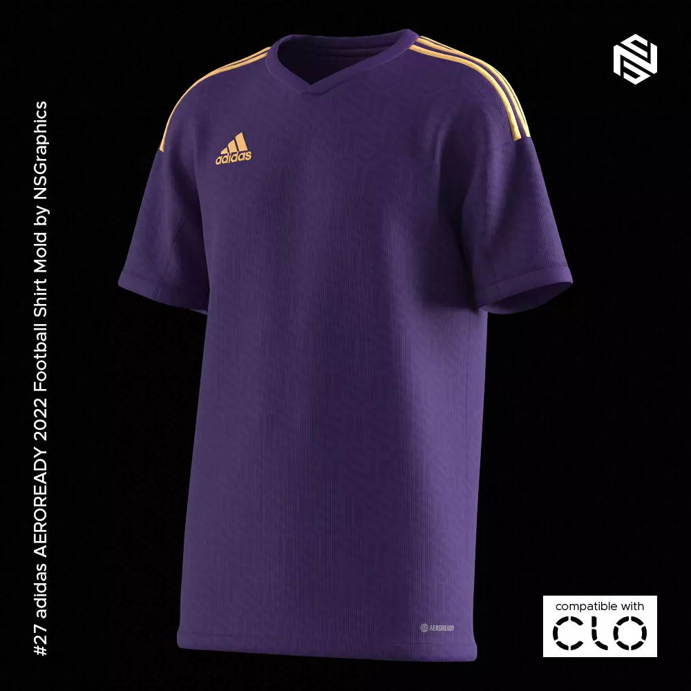 adidas 2022 Football Shirt for CLO3D-Marvelous Designer 3D model