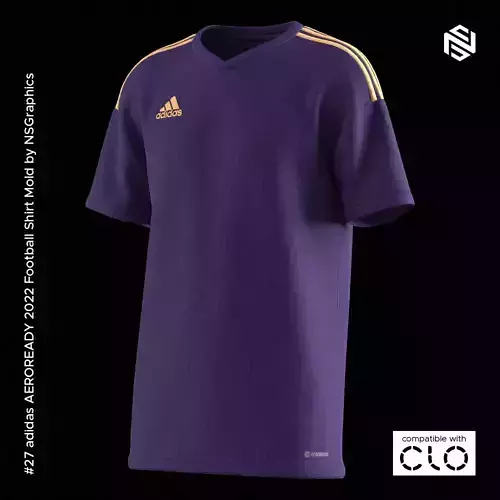 adidas 2022 Football Shirt for CLO3D-Marvelous Designer 3D model