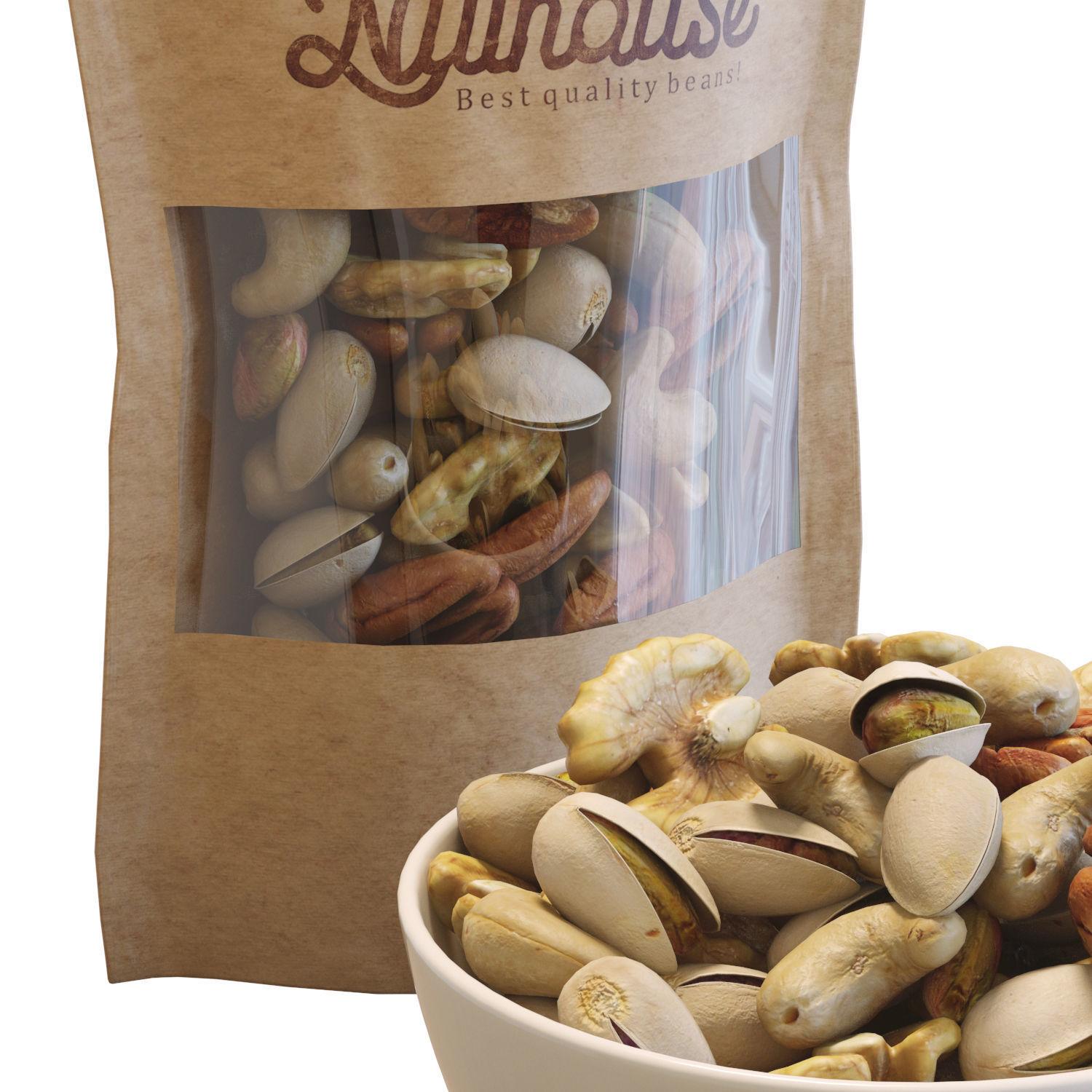 Food Set 21 - Bowl of Mixed Nuts 3D model_4