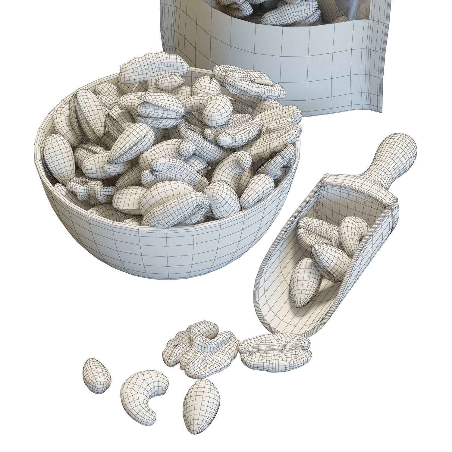 Food Set 21 - Bowl of Mixed Nuts 3D model_7