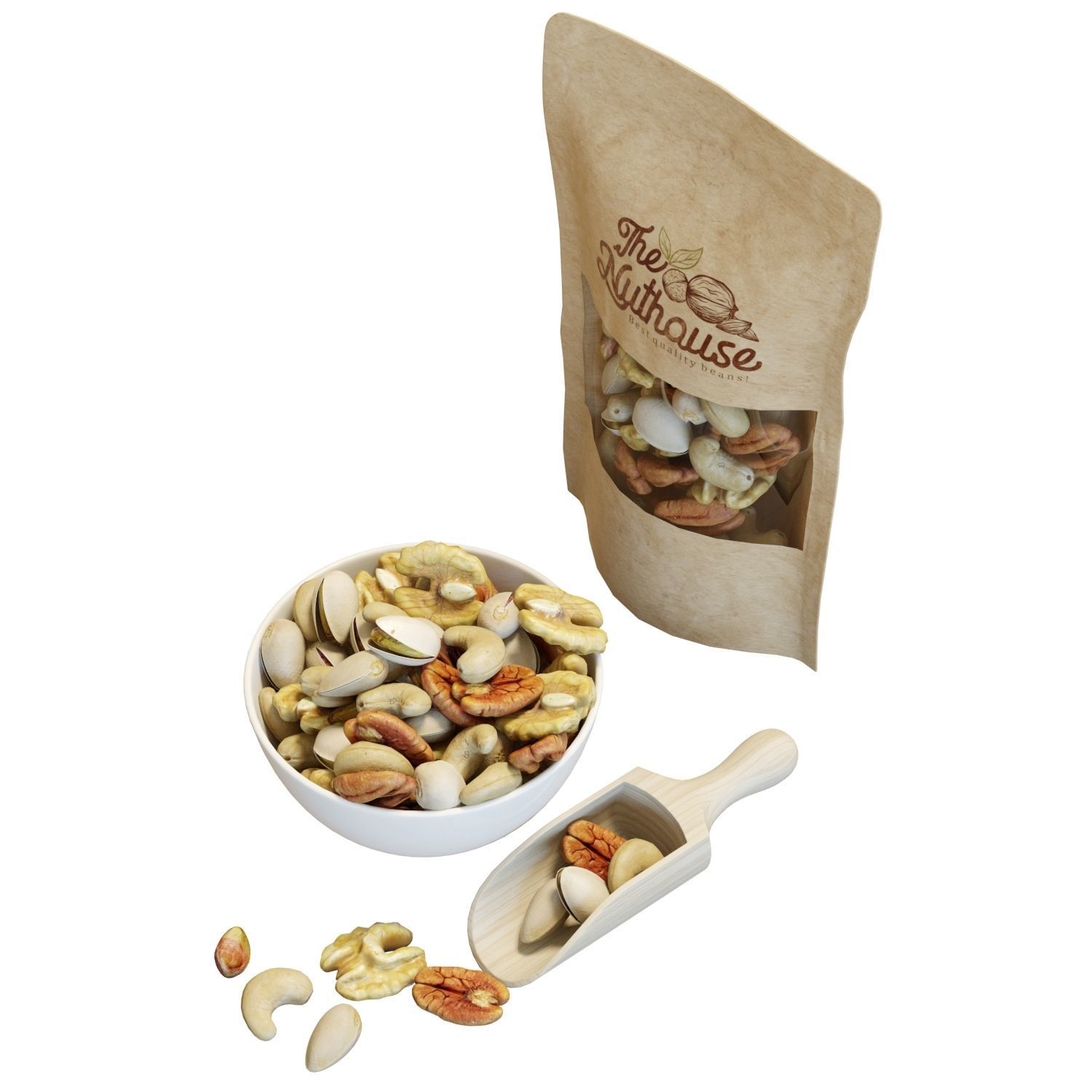 Food Set 21 - Bowl of Mixed Nuts 3D model_1