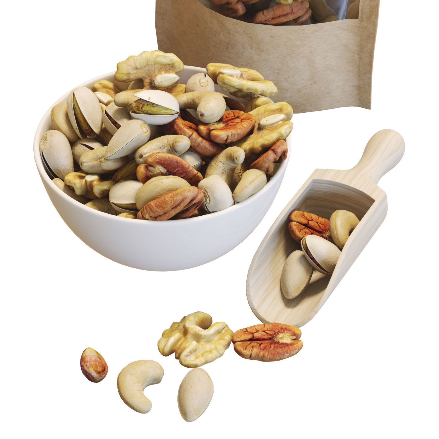 Food Set 21 - Bowl of Mixed Nuts 3D model_2