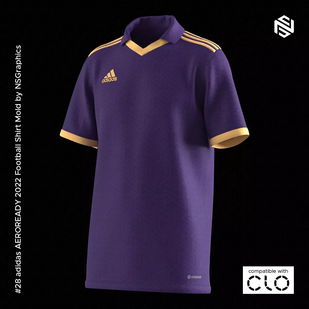 adidas 2022 Football Shirt for CLO3D-Marvelous Designer 3D model