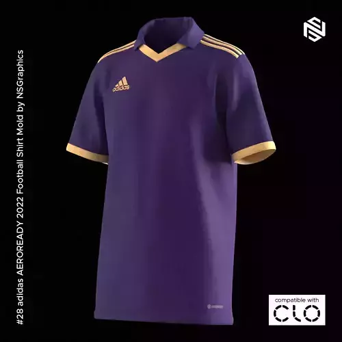 adidas 2022 Football Shirt for CLO3D-Marvelous Designer 3D model
