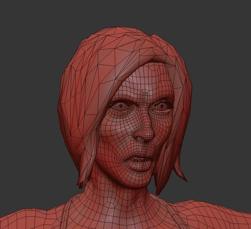 Female Zombie Model 1 Low-poly 3D model_6