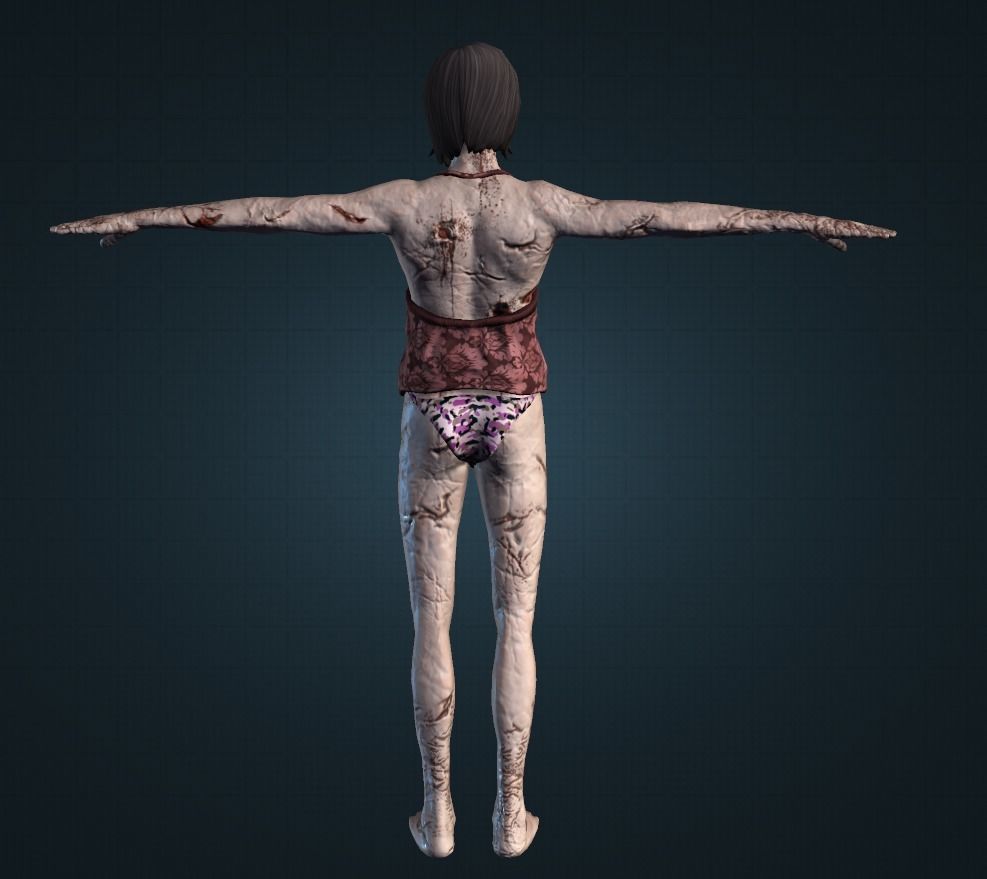 Female Zombie Model 1 Low-poly 3D model_2