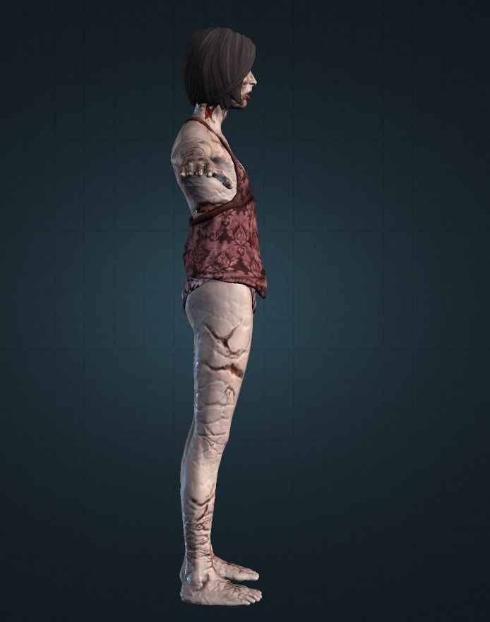 Female Zombie Model 1 Low-poly 3D model_1