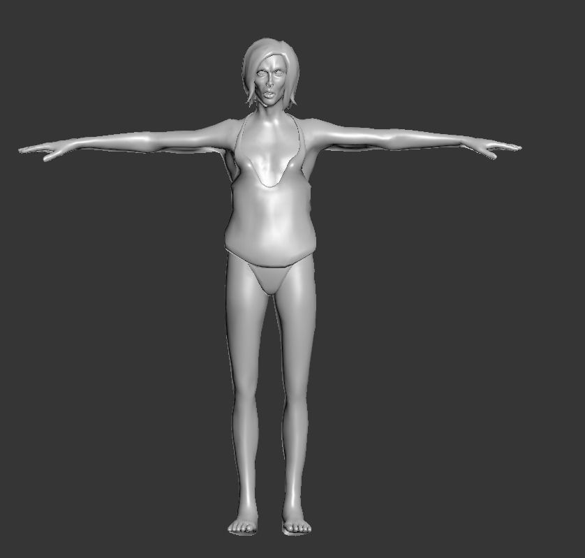 Female Zombie Model 1 Low-poly 3D model_4