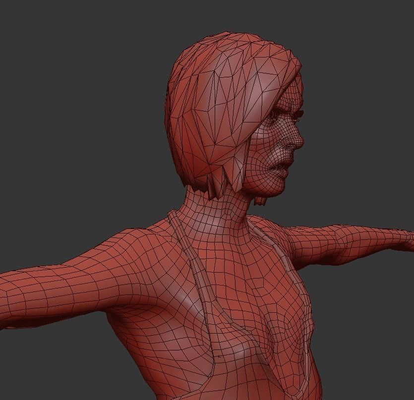 Female Zombie Model 1 Low-poly 3D model_8