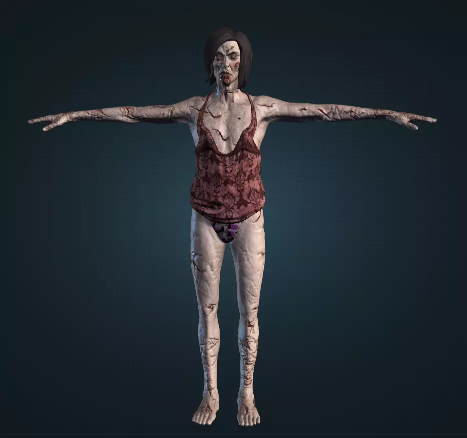 Female Zombie Model 1 Low-poly 3D model_0