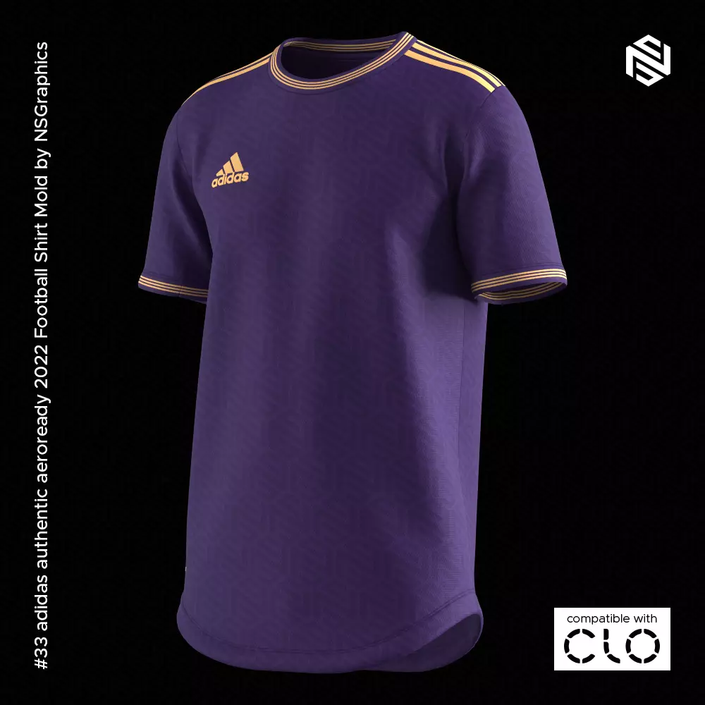 adidas Authentic Football Shirt for CLO3D-Marvelous Designer 3D model