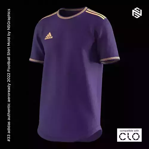 adidas Authentic Football Shirt for CLO3D-Marvelous Designer 3D model