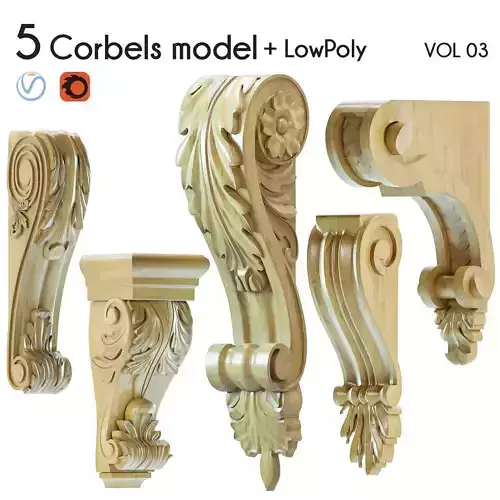 5 Corbels model - LowPoly Vol 3
