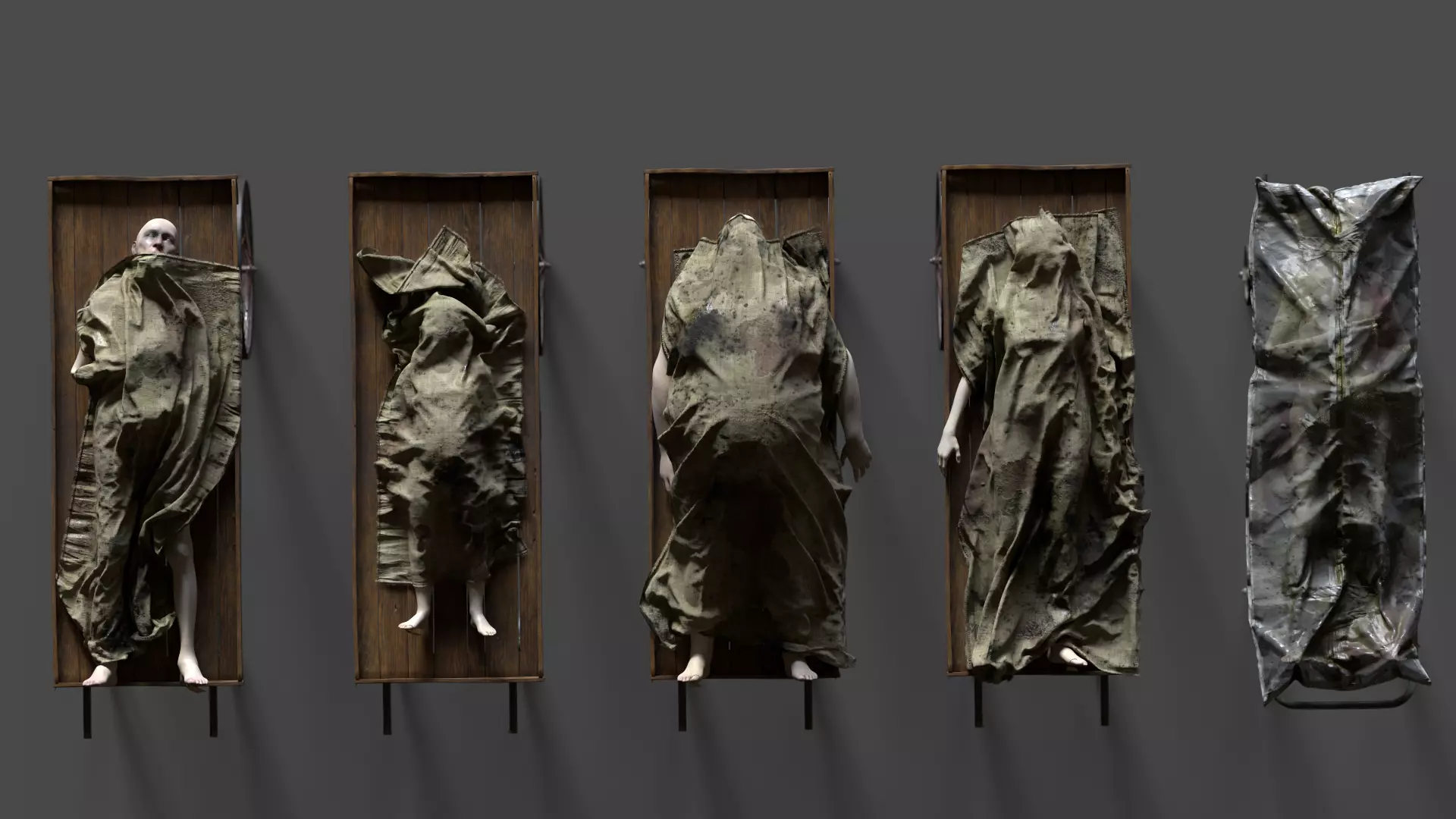 Stylized dead bodies bundle 3D model_0
