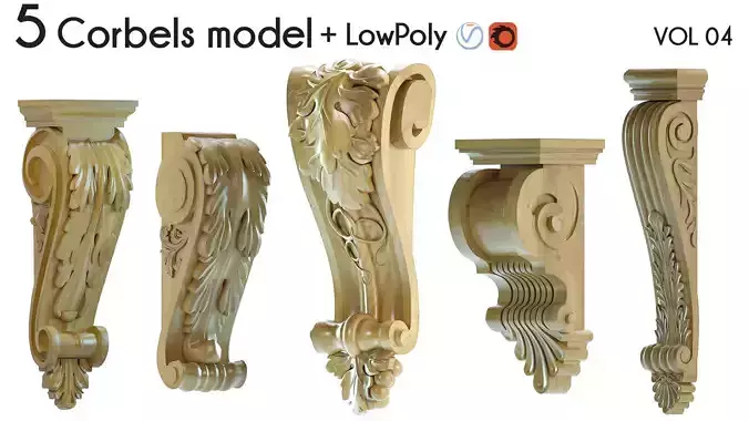 5 Corbels model - LowPoly Vol 4