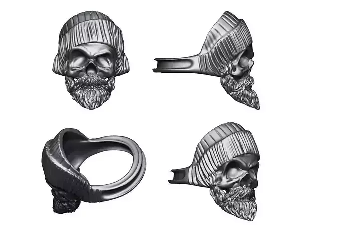 Sailor skull with beard ring