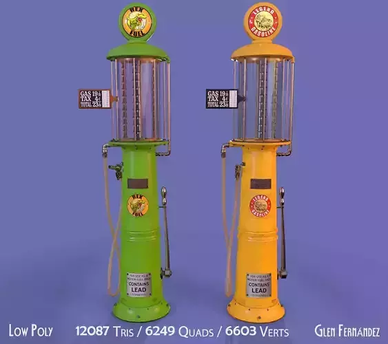 Retro Vintage Gas Pump service Station Low-poly 3D model
