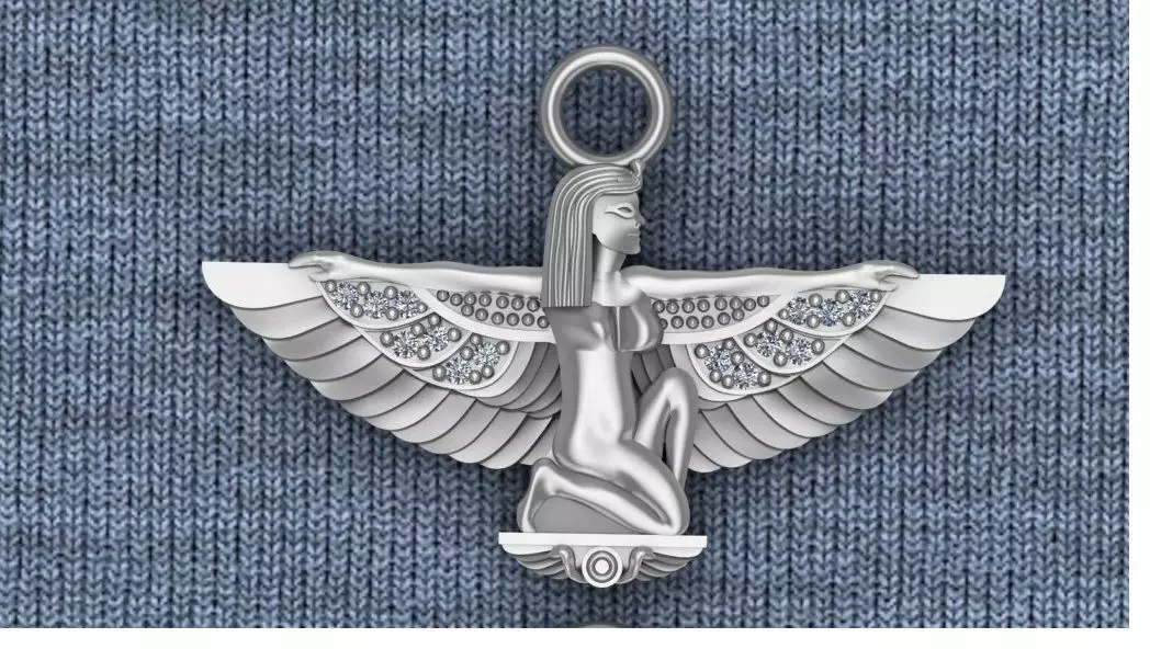 Winged Pharaonic egyptian angel pendant 3D print model