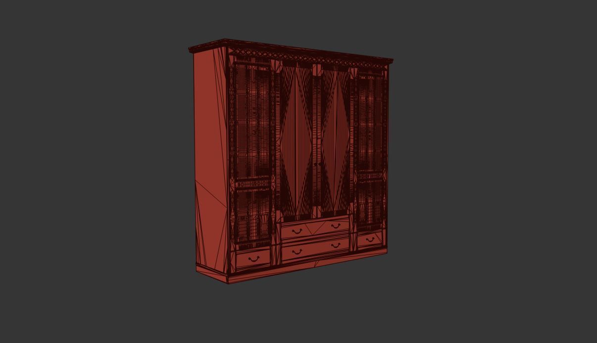 Wardrobe with two drawers and mirror 3D model_6