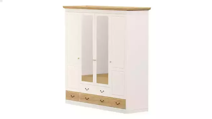 Wardrobe with two drawers and mirror 3D model