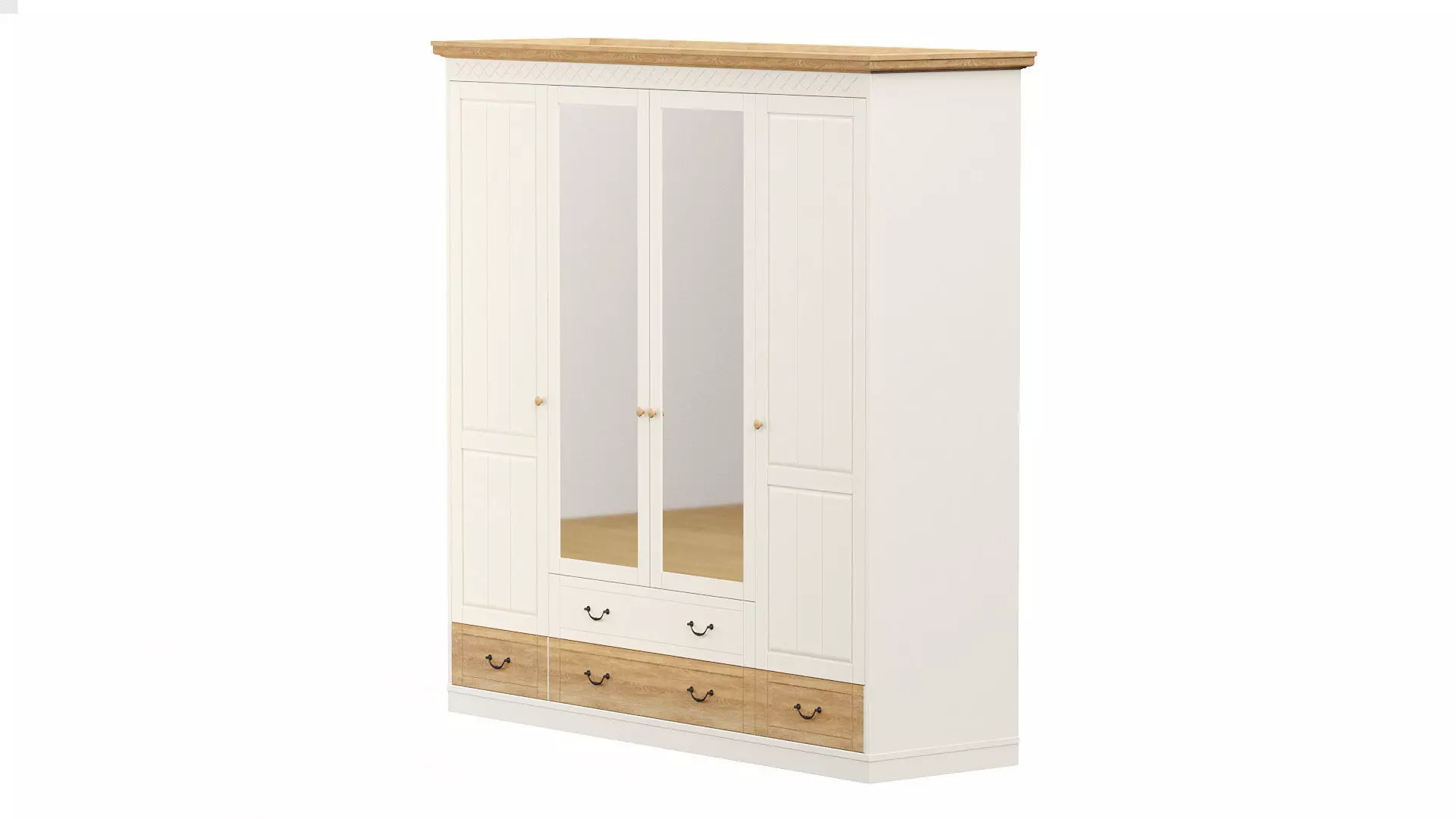 Wardrobe with two drawers and mirror 3D model_0