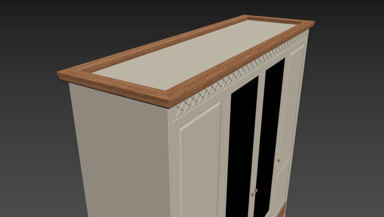 Wardrobe with two drawers and mirror 3D model_9
