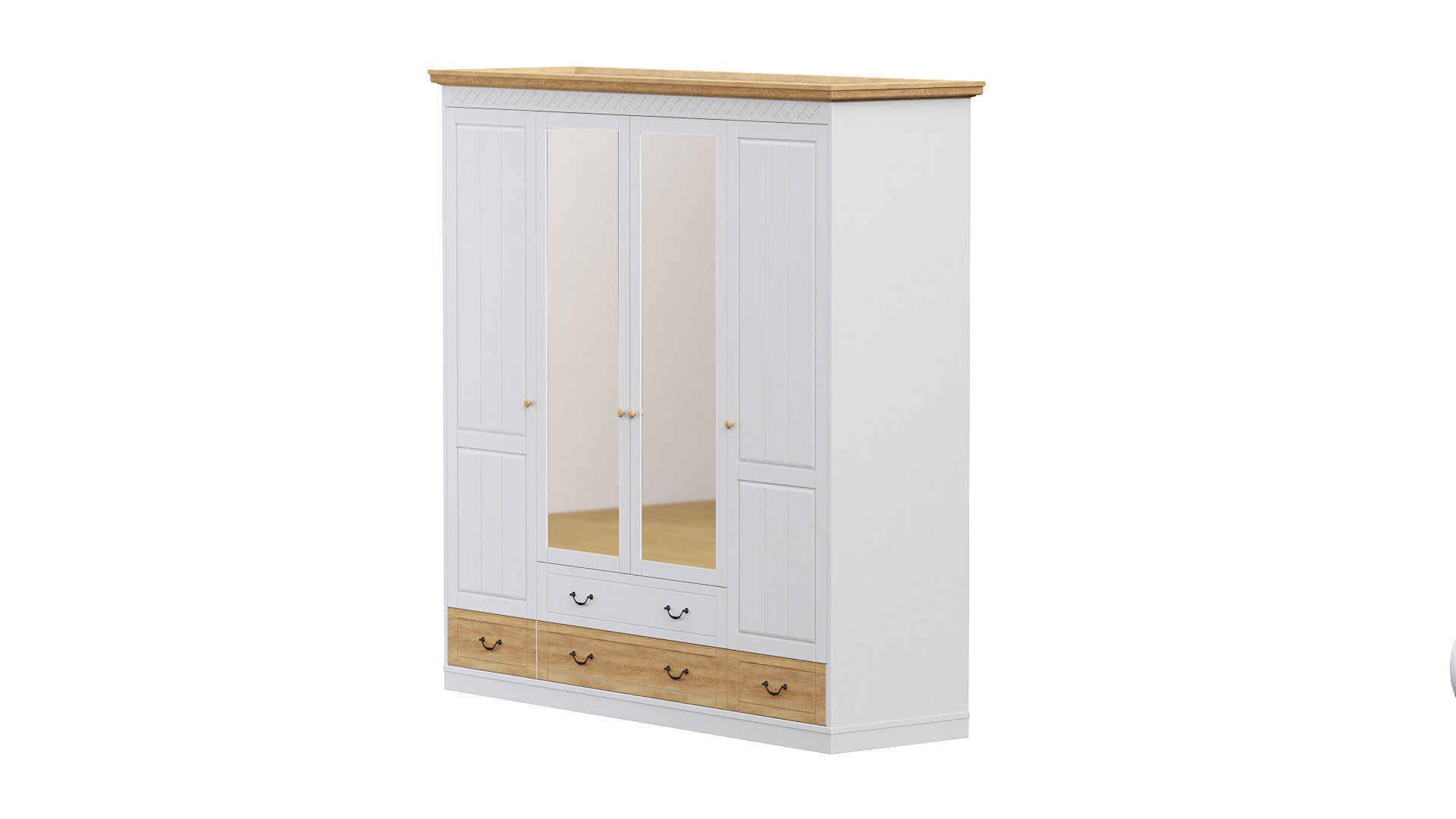 Wardrobe with two drawers and mirror 3D model_1