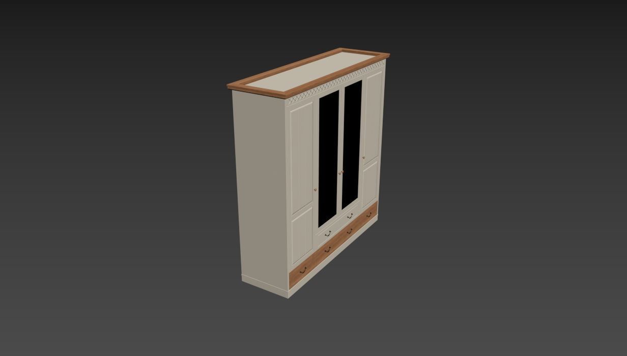 Wardrobe with two drawers and mirror 3D model_8