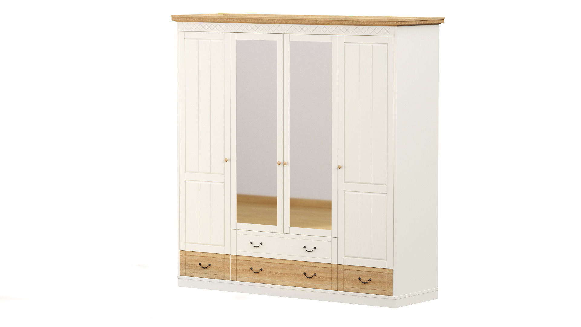 Wardrobe with two drawers and mirror 3D model_2