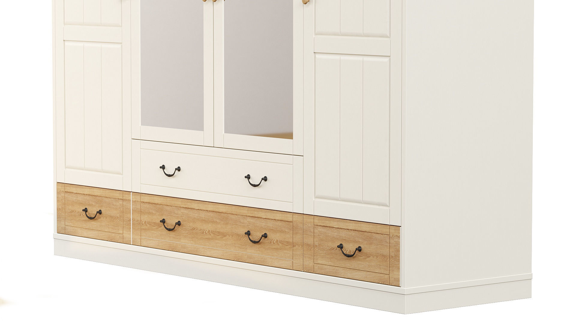 Wardrobe with two drawers and mirror 3D model_3