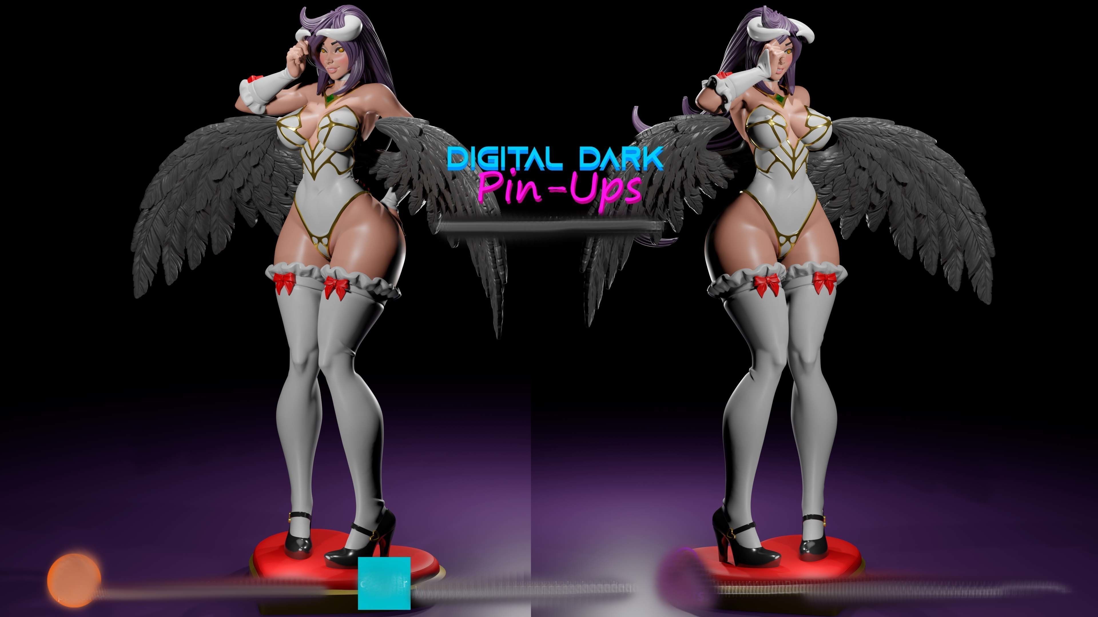 Albedo with NSFW version head options and miniatures 100mm  3D print model_13