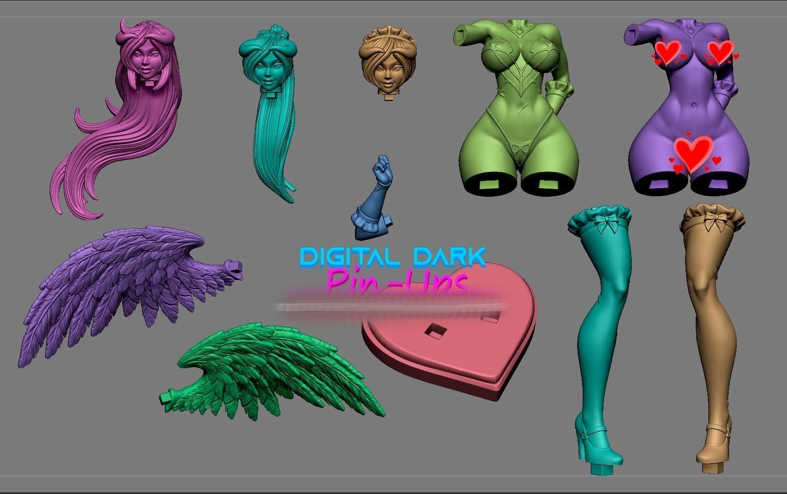 Albedo with NSFW version head options and miniatures 100mm  3D print model_18