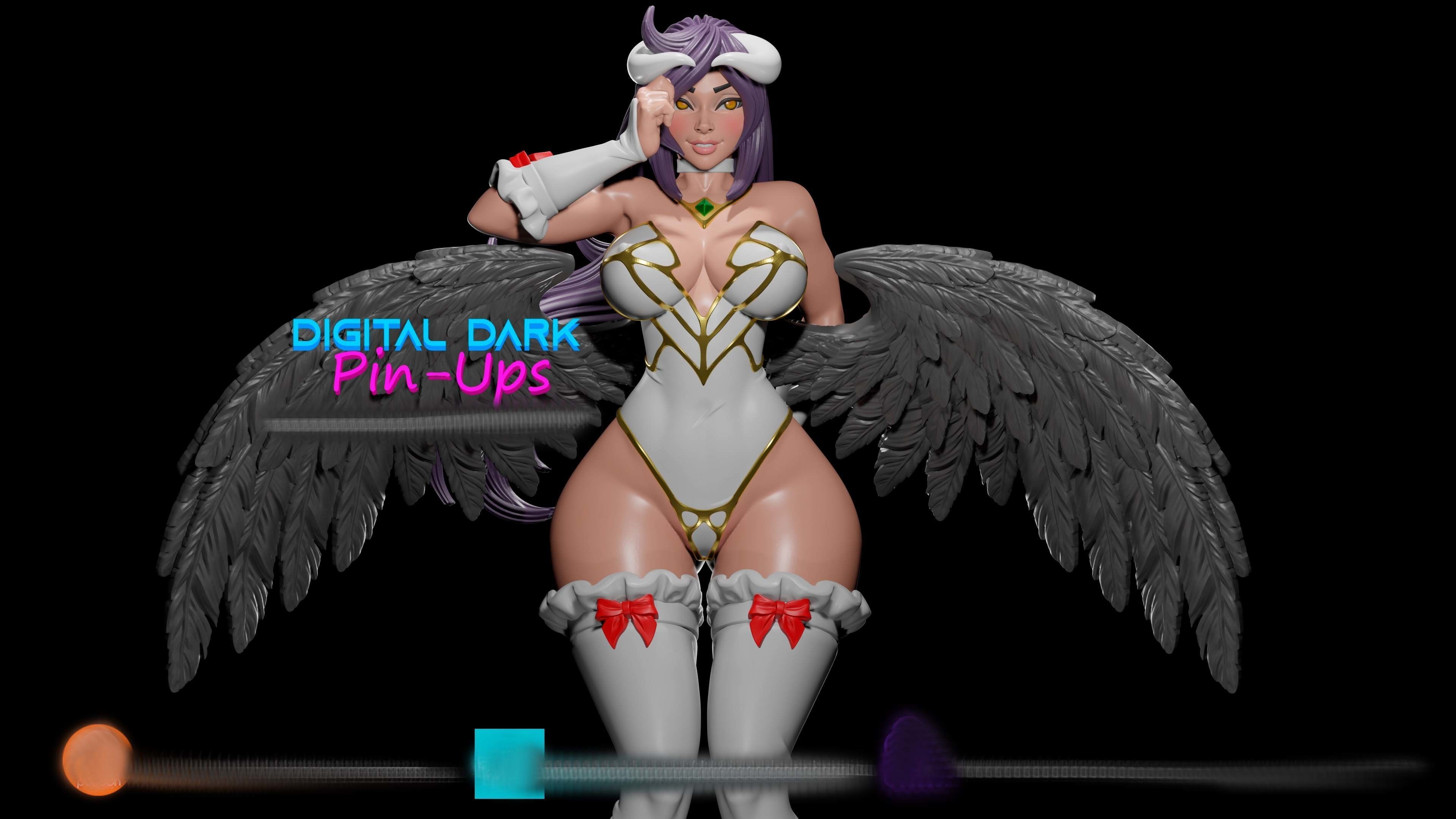 Albedo with NSFW version head options and miniatures 100mm  3D print model_16