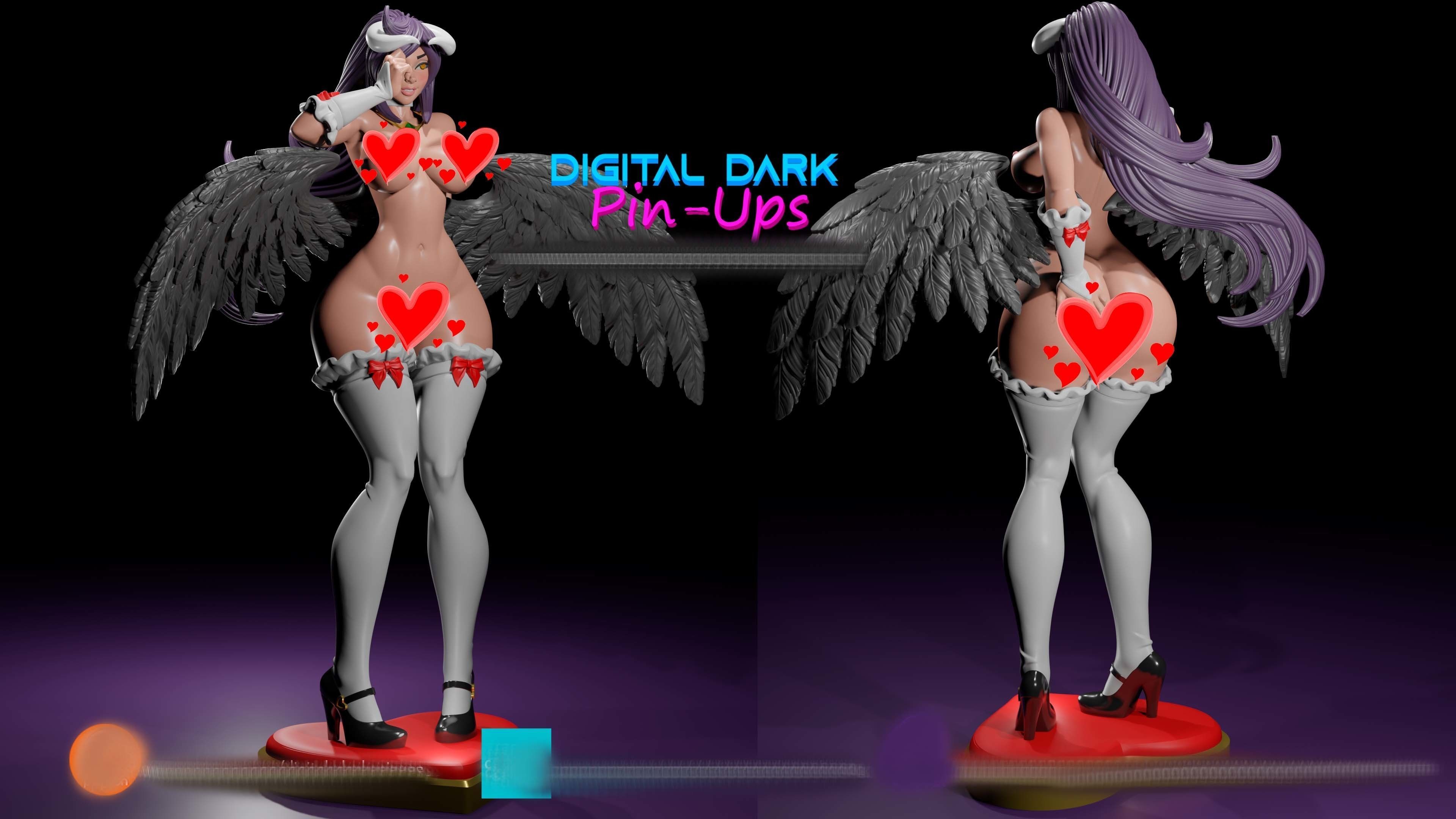Albedo with NSFW version head options and miniatures 100mm  3D print model_9
