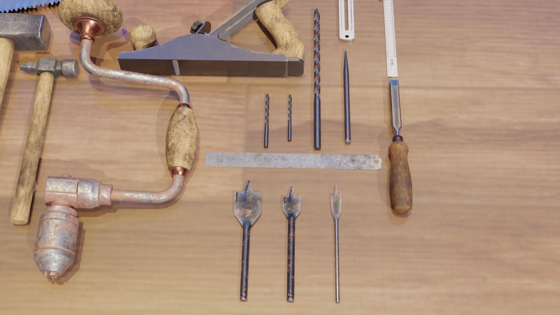 Carpentry Tools Low-poly 3D model_6