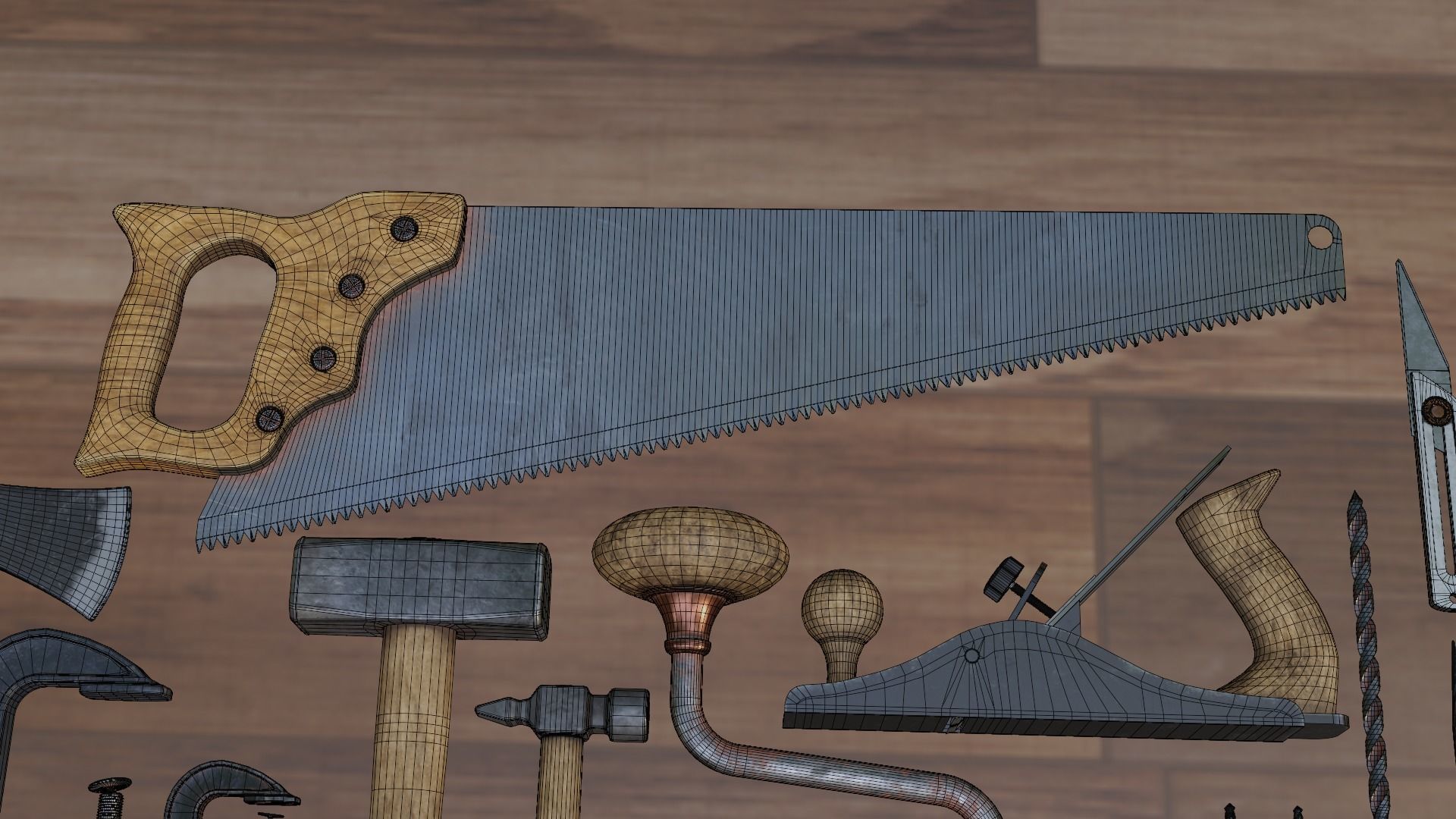 Carpentry Tools Low-poly 3D model_15
