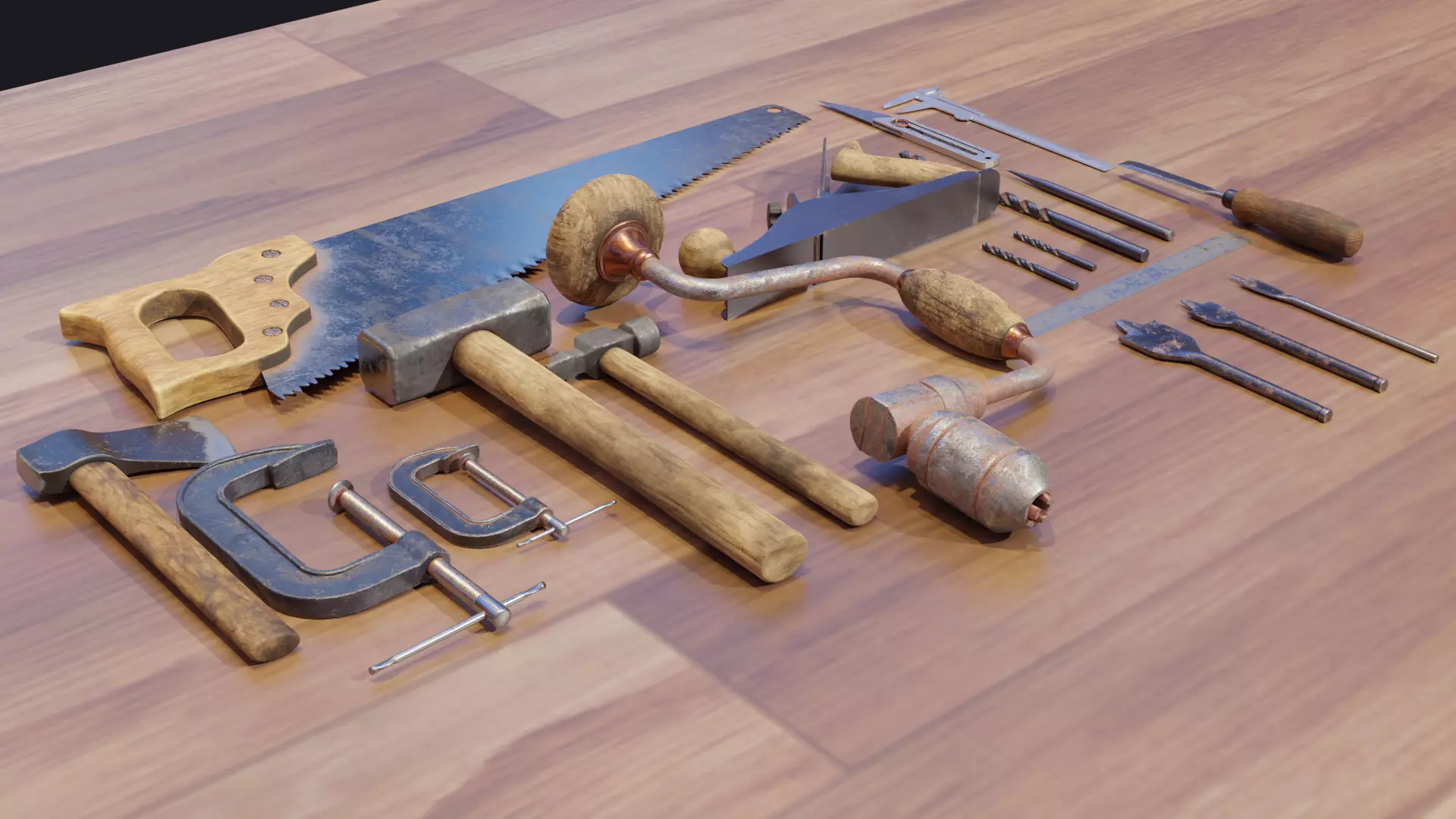 Carpentry Tools Low-poly 3D model_0